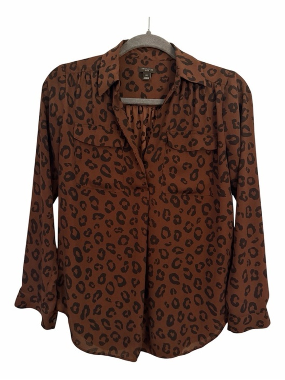ANN TAYLOR PETITE XS Animal Print Blouse